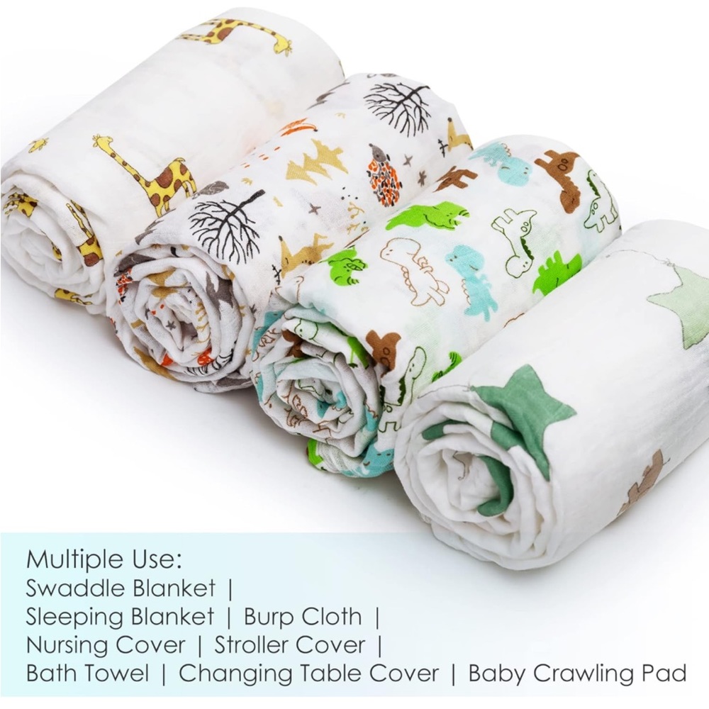 NWT Unisex Bamboo Muslin Swaddles Pack of 4